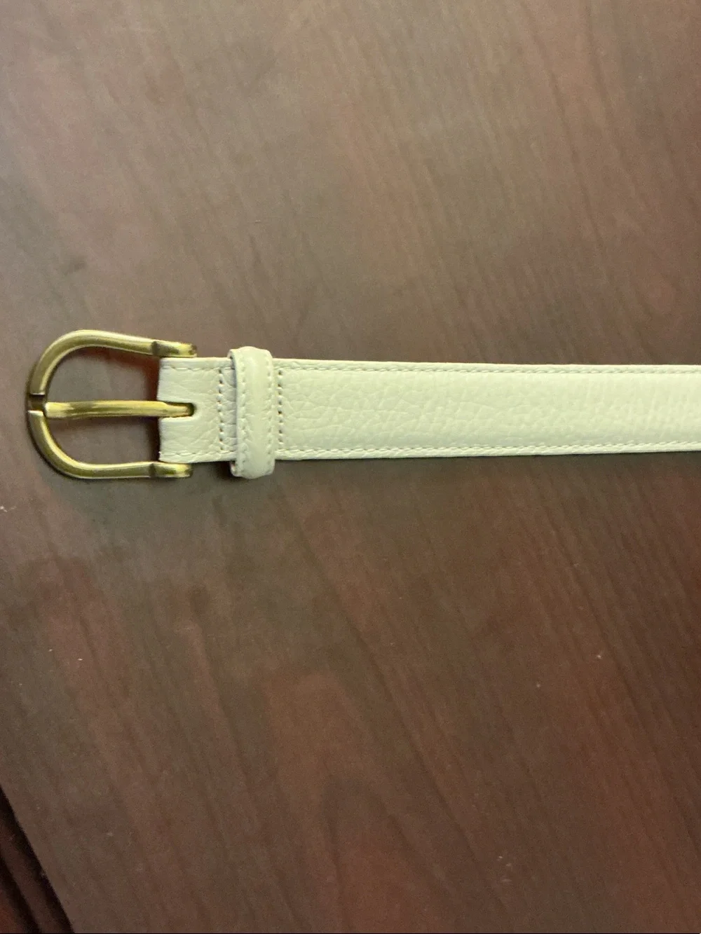L.L. Bean Slim Tan Leather Belt with Gold-Tone Buckle